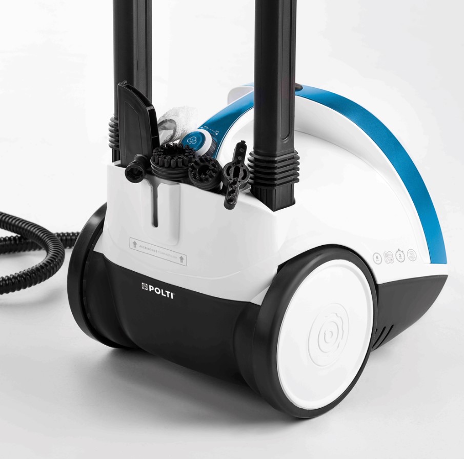 Polti Vaporetto Smart 100 B, limpiador a vapor con caldera de alta presión de 4 bares, autonomía ilimitada y recarga continua, 9 accesorios incluidos