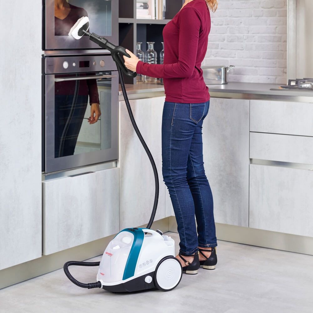 Polti Vaporetto Smart 100 B, limpiador a vapor con caldera de alta presión de 4 bares, autonomía ilimitada y recarga continua, 9 accesorios incluidos
