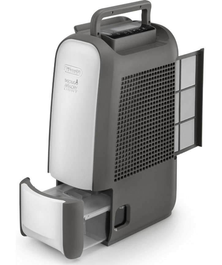 DeLonghi DNS80, deshumificador, 2.8l, ionizador, silencioso, color gris