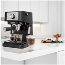 DeLonghi EC260.BK, cafetera de bomba tradicional, 15 bar, 2 tazas, color negro/inox
