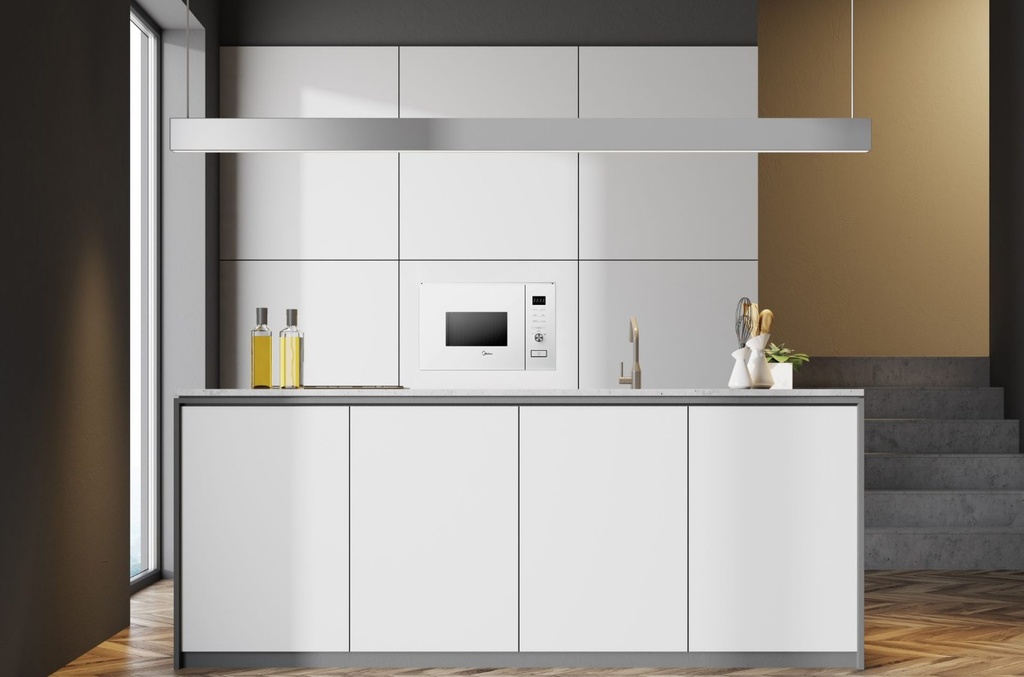 Midea MBMTG820H-WH, microondas integrable, 20l, con grill, 800w, color blanco