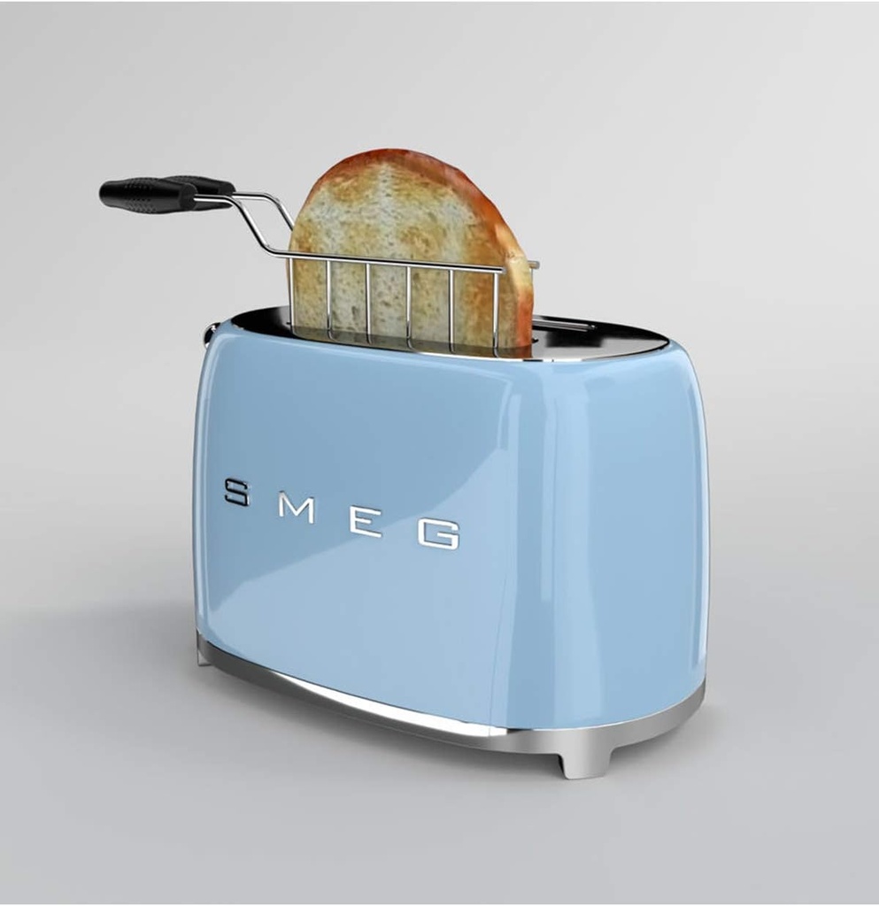 Smeg TSF02PBEU, tostadora, ranuras extralargas, 6 niveles de tostado, color azul