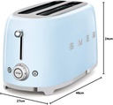 Smeg TSF02PBEU, tostadora, ranuras extralargas, 6 niveles de tostado, color azul