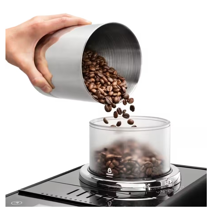 DeLonghi EXAM440.55.B, cafetera superautomática Rivelia, LatteCrema Hot, Bean Switch, 16 bebidas, 15 bares, negro
