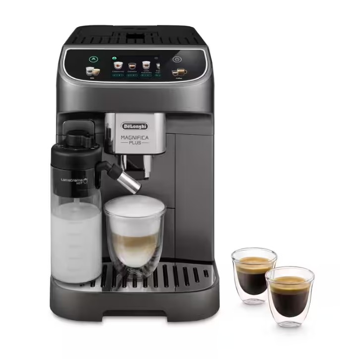 DeLonghi ECAM320.70.TB, cafetera superautomática Magnifica Plus, LatteCrema Hot, 15 bares, 18 bebidas, color gris