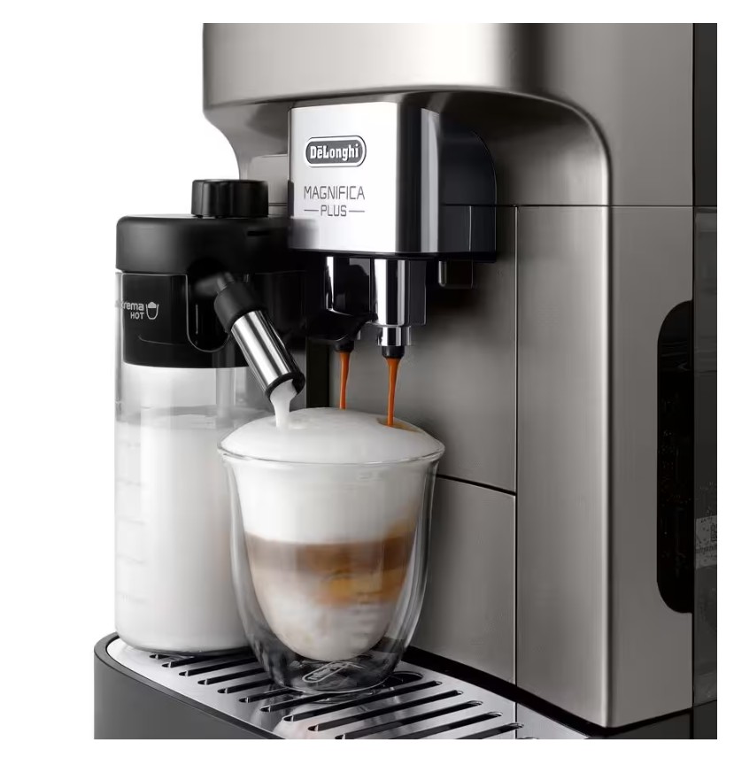 DeLonghi ECAM320.70.TB, cafetera superautomática Magnifica Plus, LatteCrema Hot, 15 bares, 18 bebidas, color gris