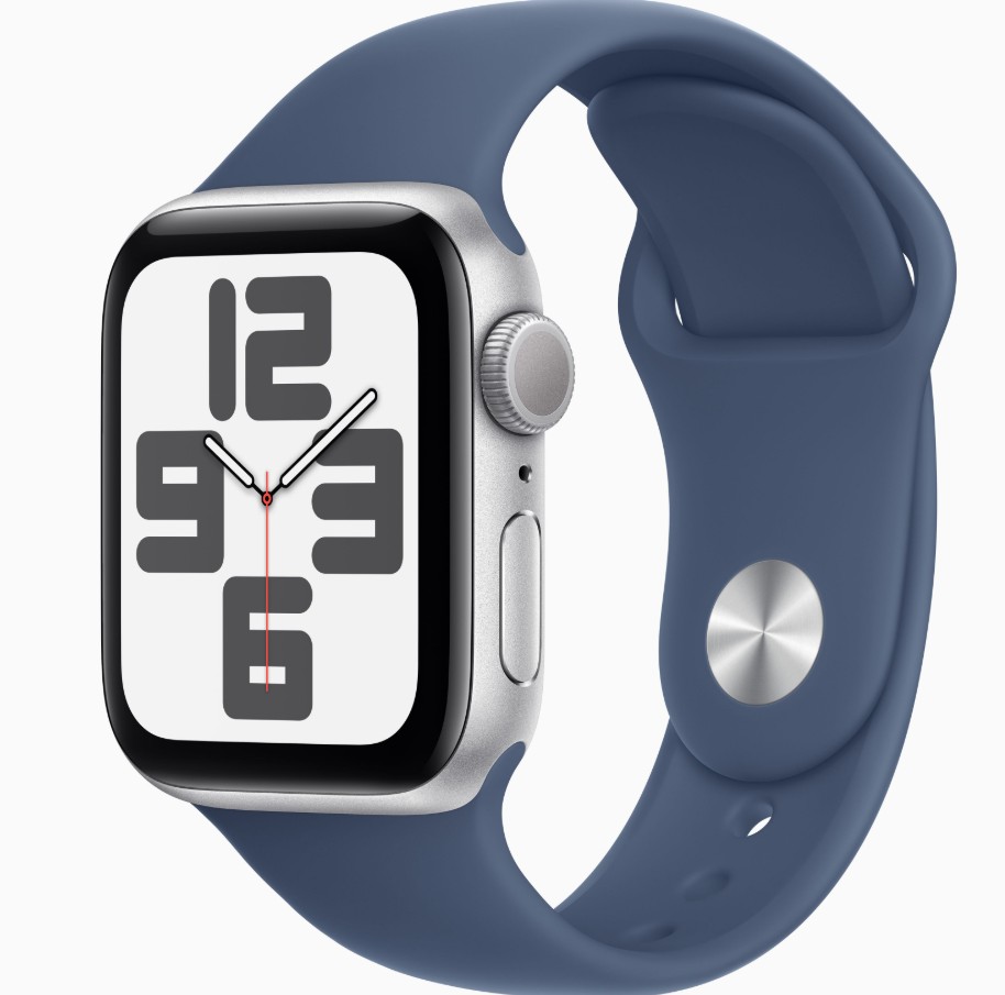 Apple Watch SE, 40mm, Reloj inteligente, llamadas BT, monitor de frecuencia cardiaca, Plata/Azul