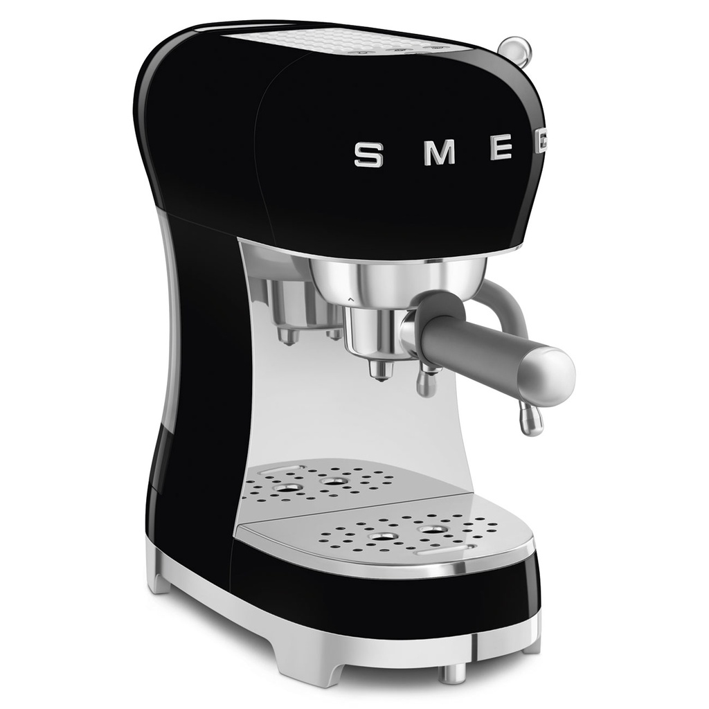 Smeg ECF02BLEU, cafetera espresso manual, 50's Style, calentamiento Thermoblock, 15 bar, negro