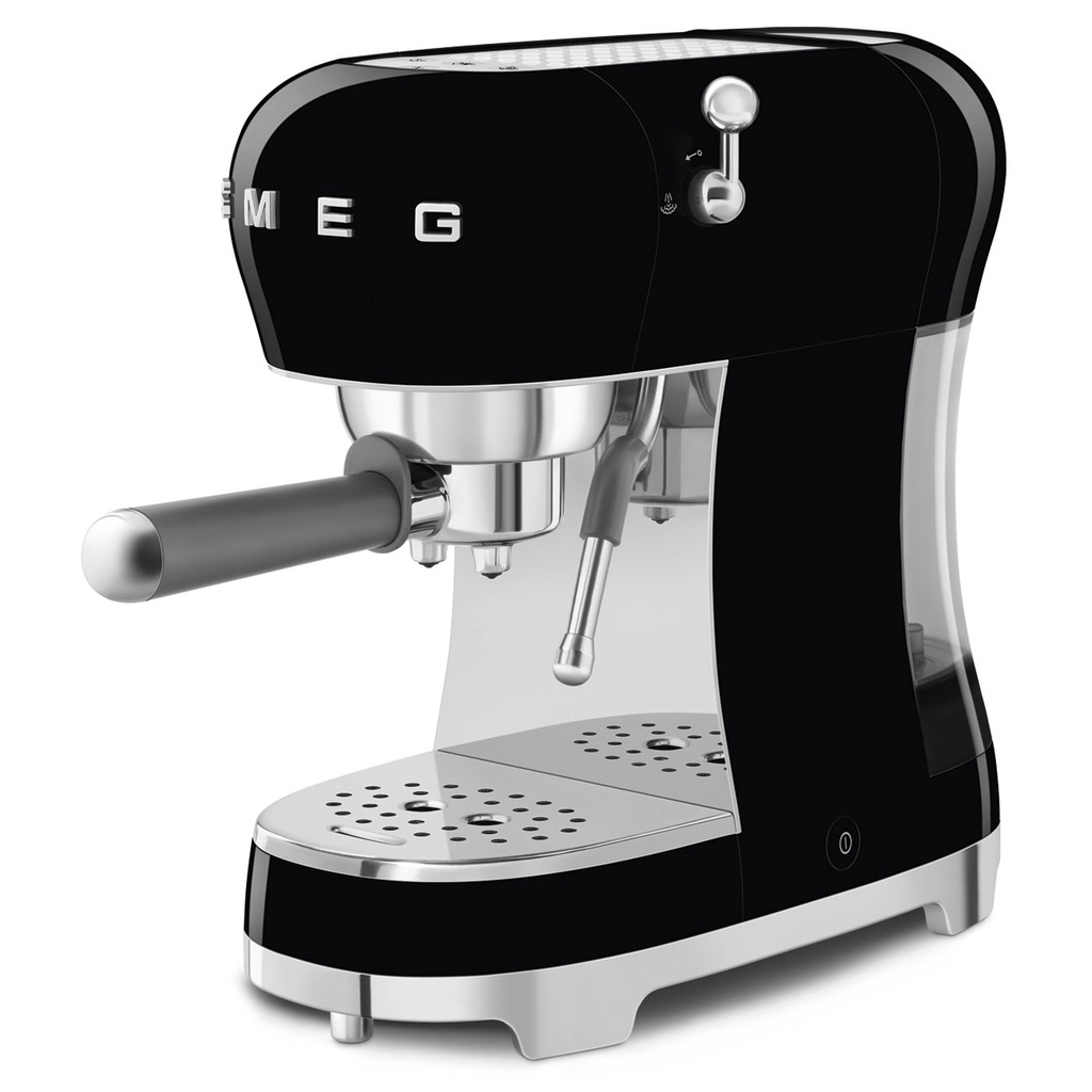 Smeg ECF02BLEU, cafetera espresso manual, 50's Style, calentamiento Thermoblock, 15 bar, negro