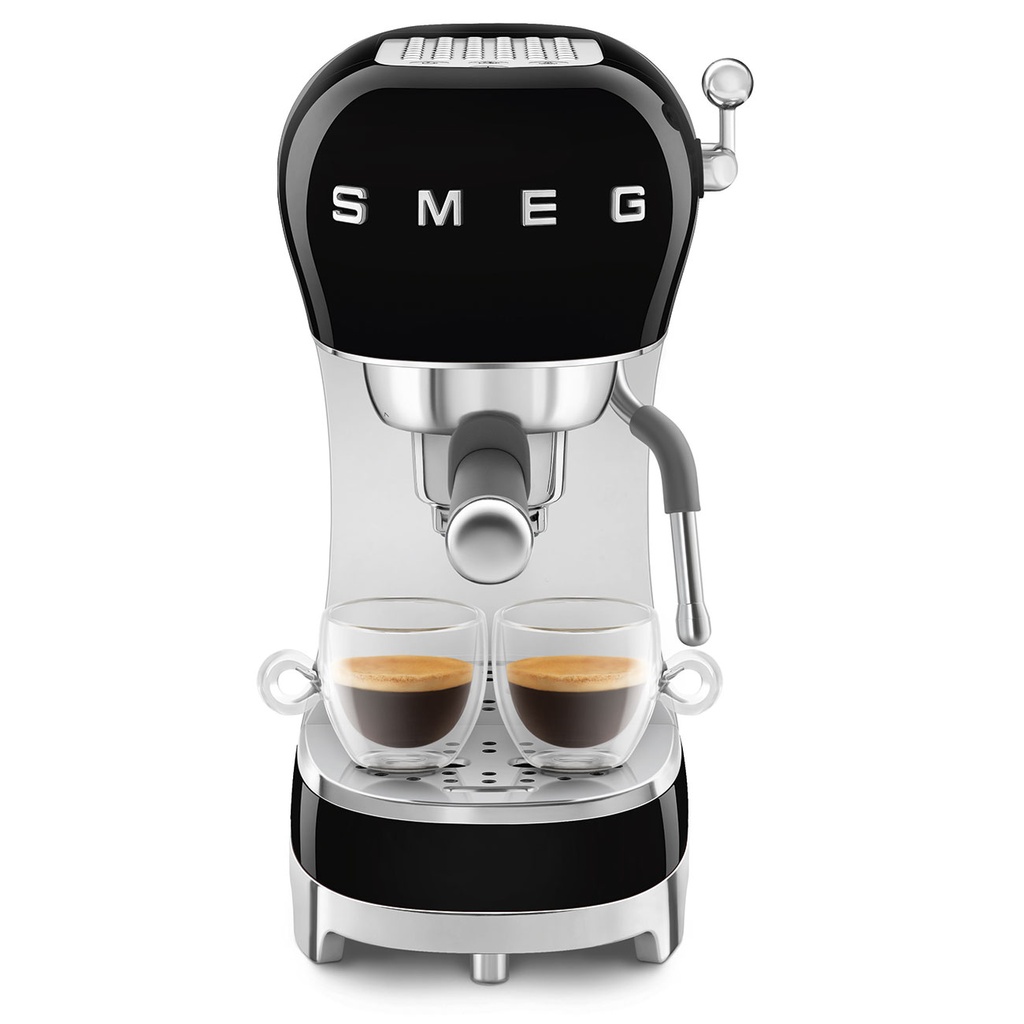 Smeg ECF02BLEU, cafetera espresso manual, 50's Style, calentamiento Thermoblock, 15 bar, negro