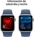 Apple Watch SE, 44mm, Reloj inteligente, llamadas BT, monitor de frecuencia cardiaca, Plata/Azul