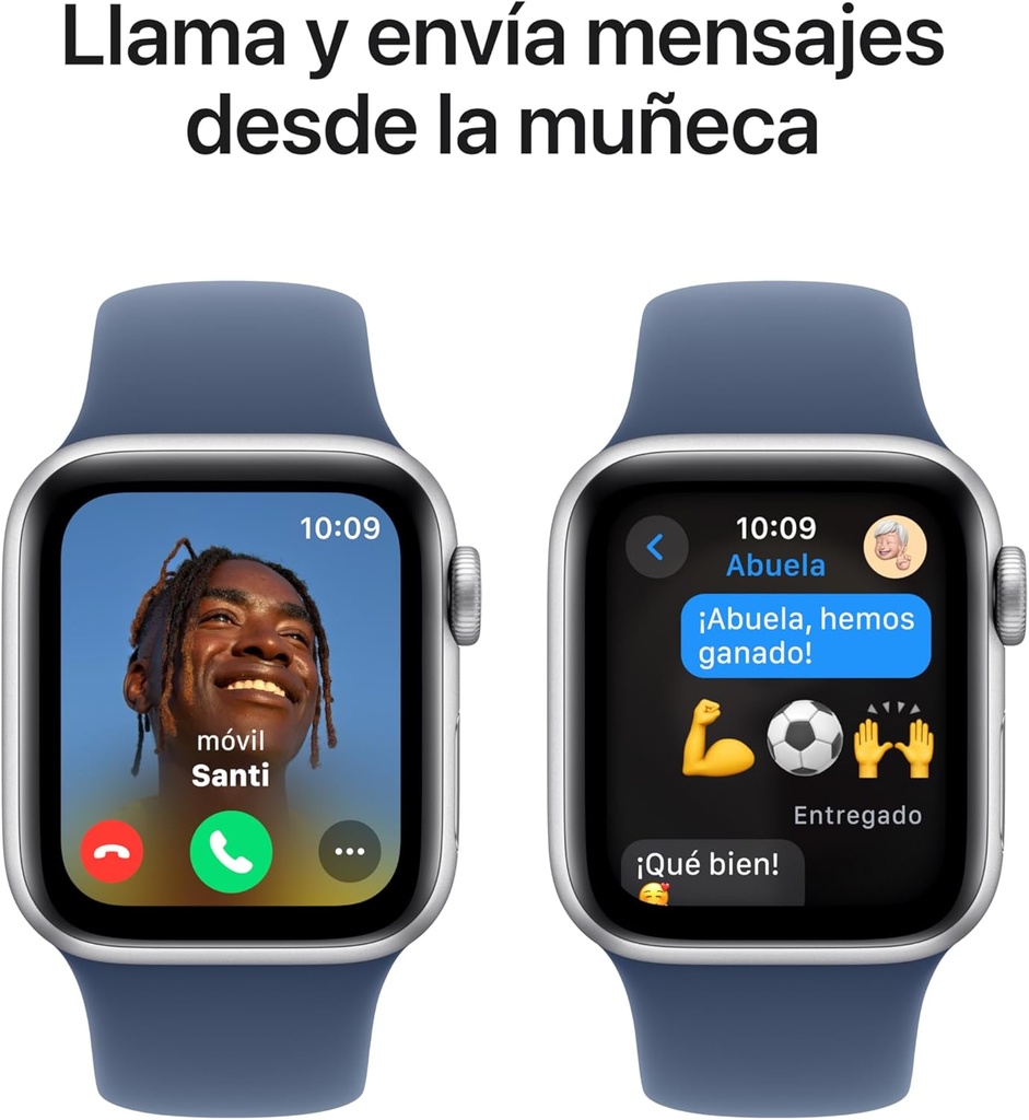 Apple Watch SE, 44mm, Reloj inteligente, llamadas BT, monitor de frecuencia cardiaca, Plata/Azul