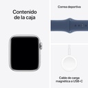 Apple Watch SE, 44mm, Reloj inteligente, llamadas BT, monitor de frecuencia cardiaca, Plata/Azul