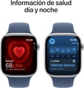 Apple Watch Serie 10, 42mm, GPS, Reloj inteligente, llamadas BT, monitor de frecuencia cardiaca, App ECG Plata/Azul