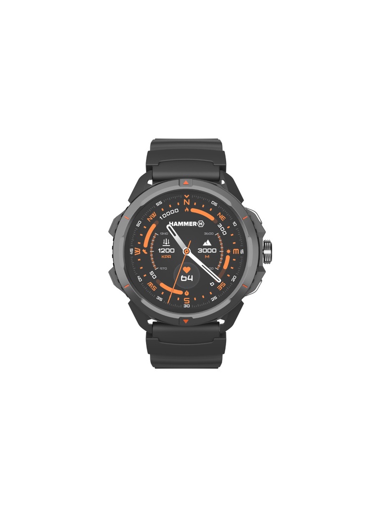 Reloj HAMMER WATCH 2, Pantalla 1,5" AMOLED, 60 modos deportivos, Resistente al agua, Batería hasta 15 días de duración, Saturación de oxigeno en sangre, linterna led