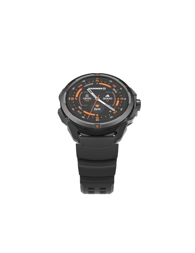 Reloj HAMMER WATCH 2, Pantalla 1,5" AMOLED, 60 modos deportivos, Resistente al agua, Batería hasta 15 días de duración, Saturación de oxigeno en sangre, linterna led