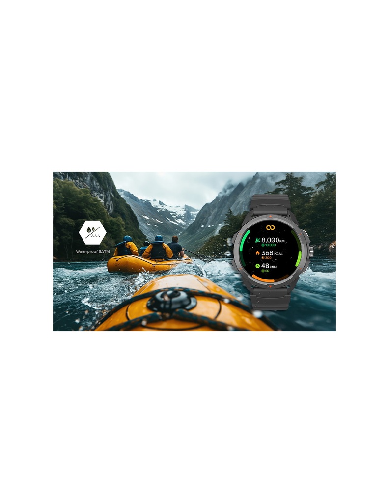 Reloj HAMMER WATCH 2, Pantalla 1,5" AMOLED, 60 modos deportivos, Resistente al agua, Batería hasta 15 días de duración, Saturación de oxigeno en sangre, linterna led