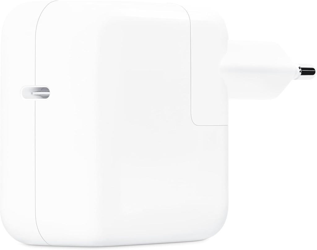 Adaptador de corriente apple, USB-C, 30W carga rápida, compatible para iPhone y Mac