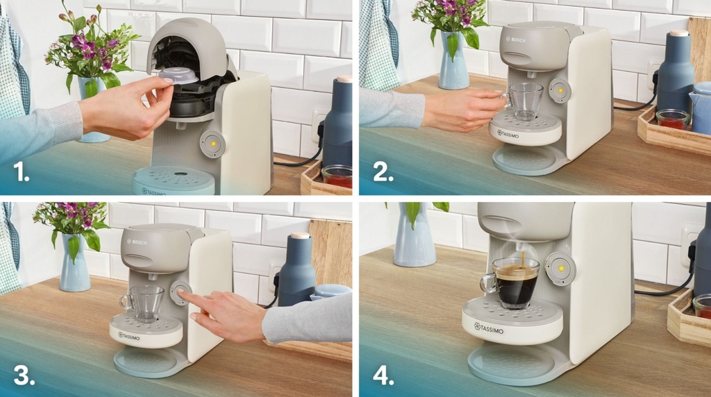 Bosch TAS16B7, cafetera, Tassimo Intellibrew, más de 40 bebidas, sistema Single-Serve, beige