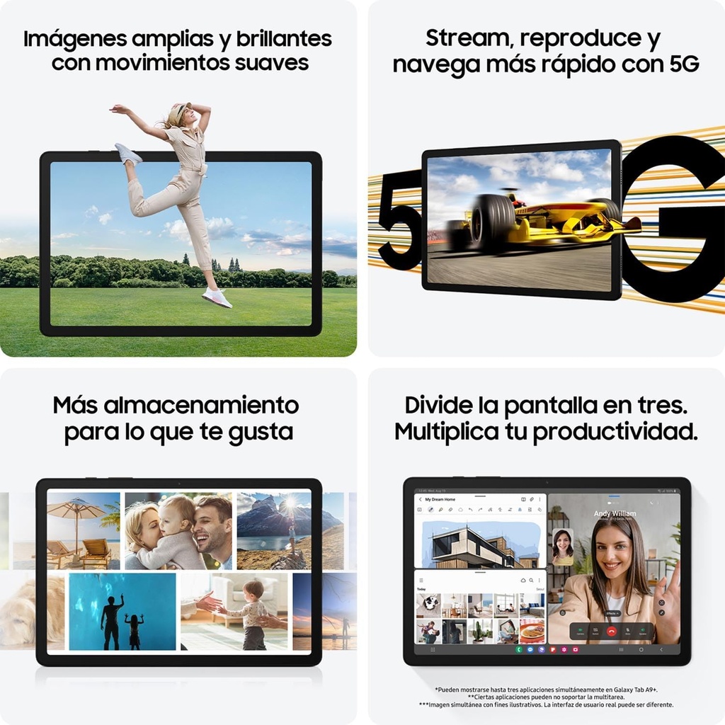 Samsung Galaxy Tab A9+, 11", 128GB, Wi-Fi, color gris