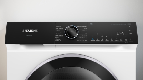 Siemens WQ46H2B0ES, secadora con bomba de calor, condensador autolimpiante, 9 kg, clase B, iQ500