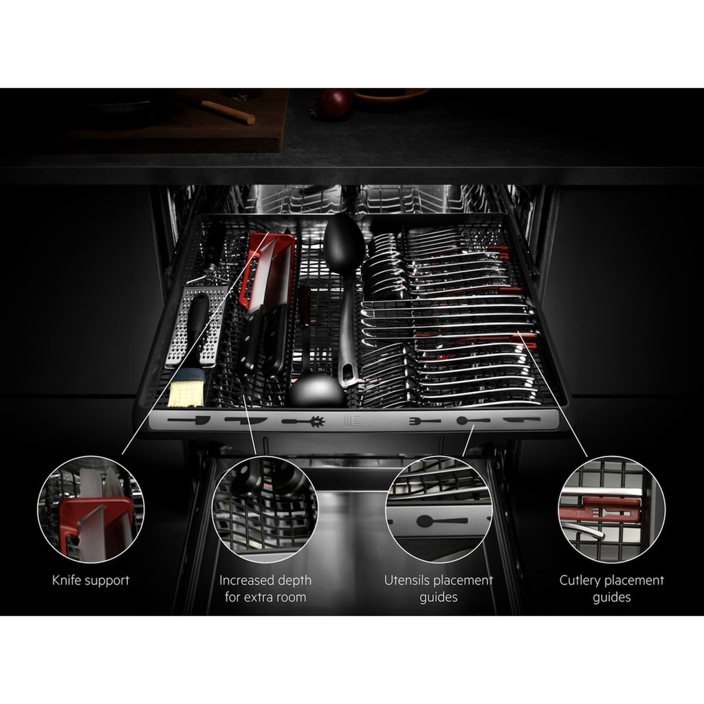 AEG FFB76717PM, Lavavajillas - 14 servicios, 9 programas, 60 cm, Tercera bandeja, programa ExtraHygiene, Inox
