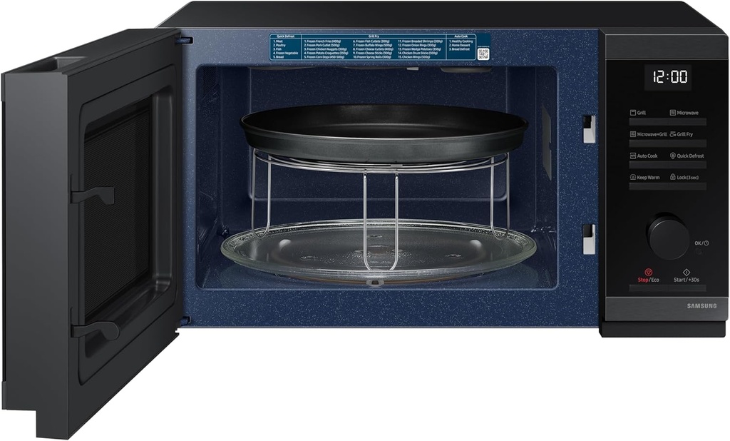 Samsung MG23DG4524CGE1, Microondas con Grill 23L 800W Modo Eco, Auto Cook Negro