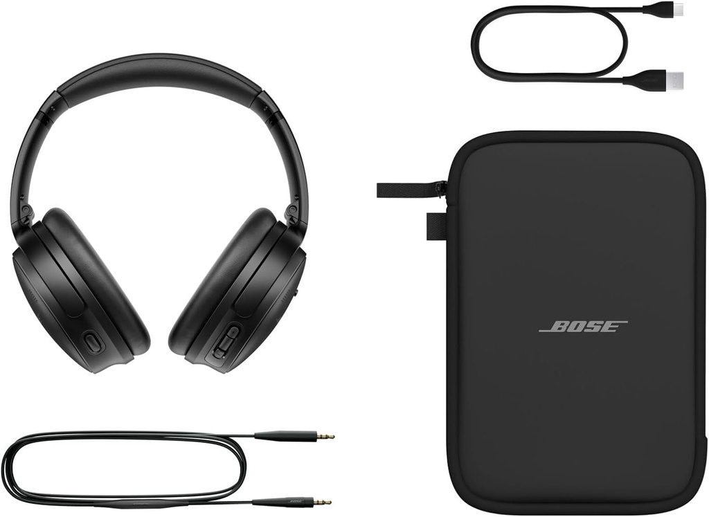 Bose QuietComfort SC Headphones, Auriculares inalámbricos con cancelación de Ruido, Auriculares de Diadema con Bluetooth, micrófono y Cable con hasta 24 Horas de autonomía, con Estuche Blando