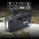 Muse MH-07 DS, Radio portátil, Bandas de radio FM/MW/SW1/SW2, Antena telescópica, Dinamo a manivela, USB jack, Adaptador mini jack (Mini USB), Alimentación por dinamo y energía solar, Sirena de emergencia y luz de alerta parpadeanteela