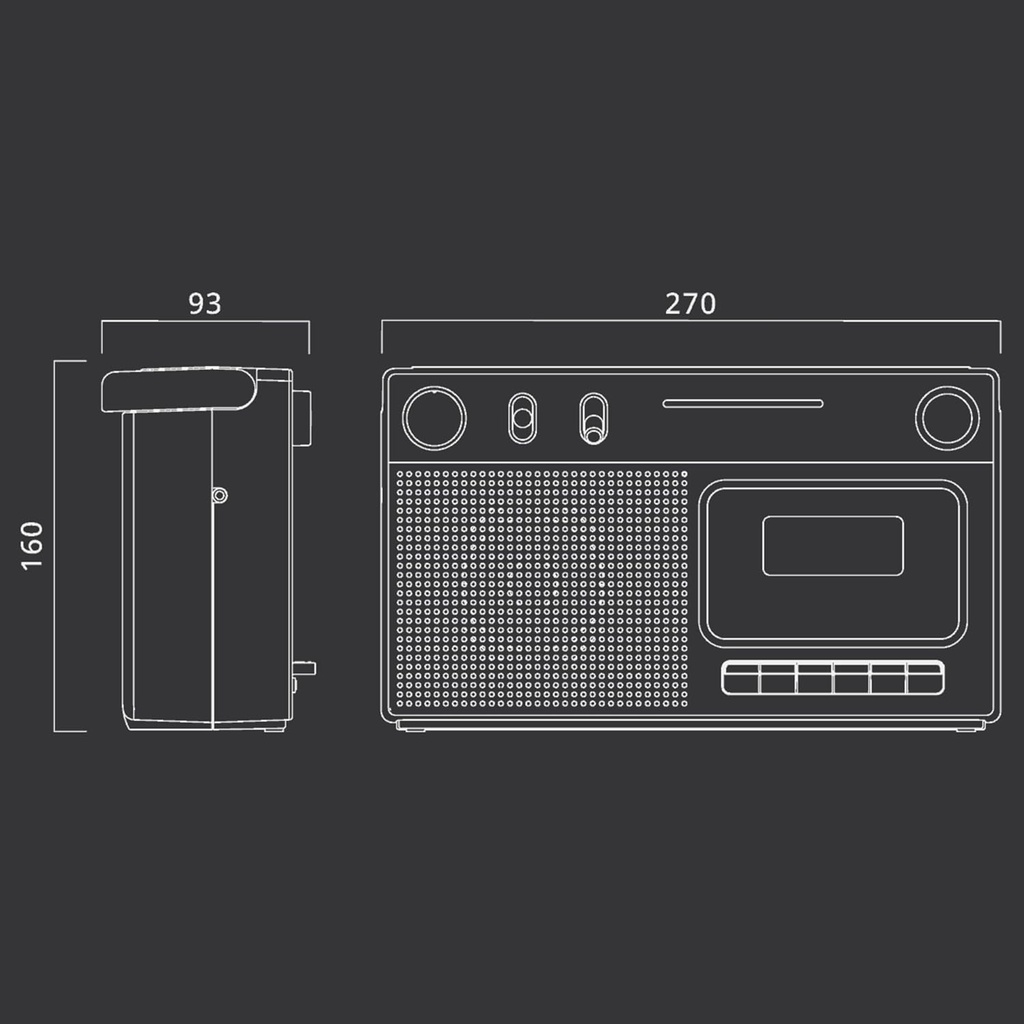 Muse M-152 RC, Reproductor y grabador de cassete, Radio analógica FM / MW con atena FM telescópica, Asa de mano, Altavoz 7,6 cm, Micrófono incorporado