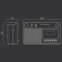 Muse M-152 RC, Reproductor y grabador de cassete, Radio analógica FM / MW con atena FM telescópica, Asa de mano, Altavoz 7,6 cm, Micrófono incorporado