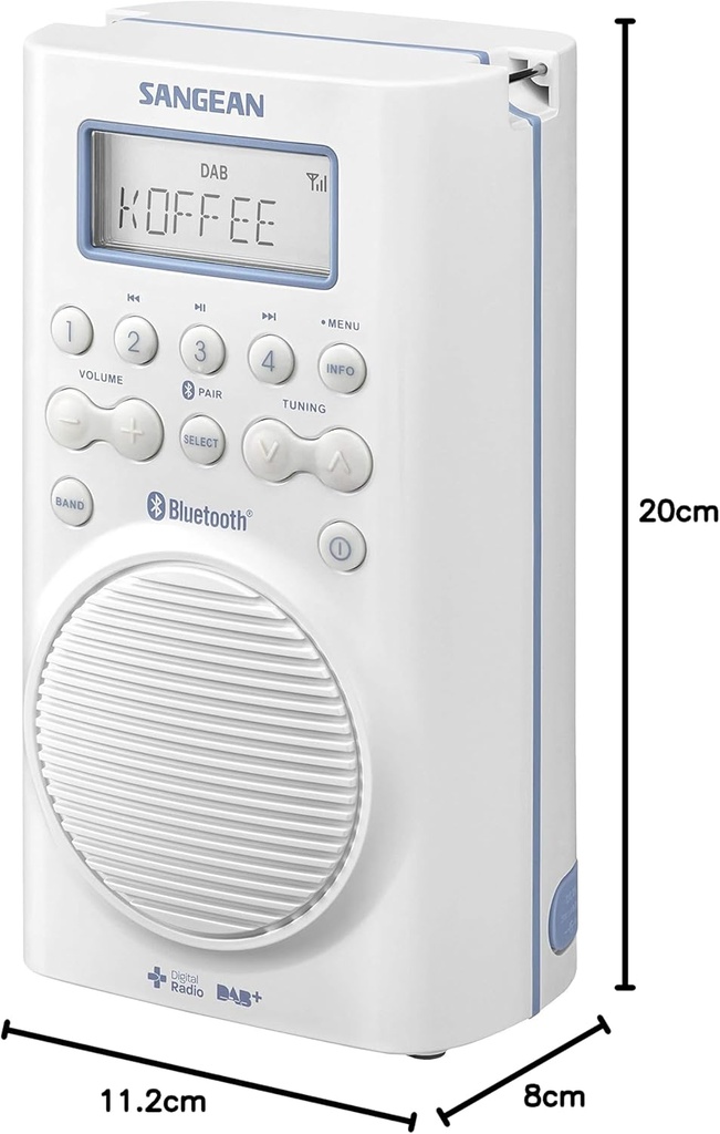 Sangean H-205, Radio digital portatil, BT DAB+ - FM, Waterproof