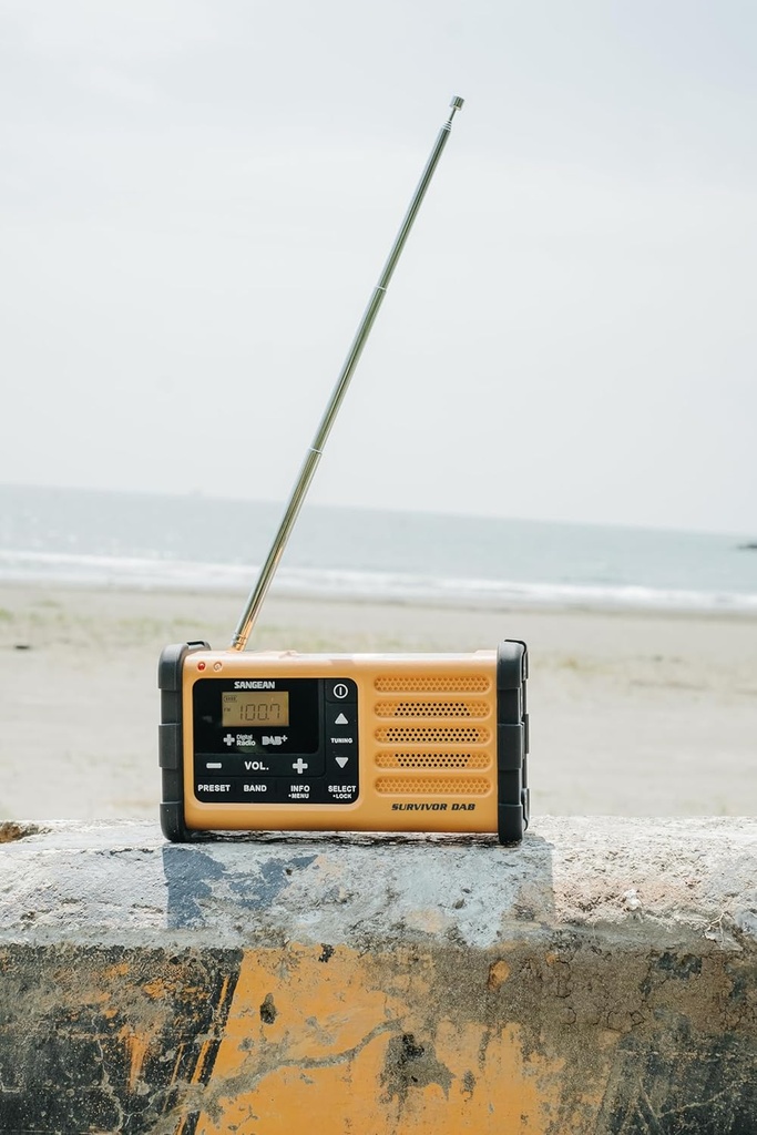 Sangean MMR-88 DAB, radio de emergencia con manivela y carga solar, DAB+ / FM, camuflaje