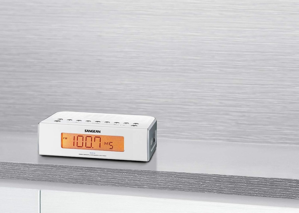 Sangean RCR-5, radio despertador, AM/FM, temporizador de alarma dual
