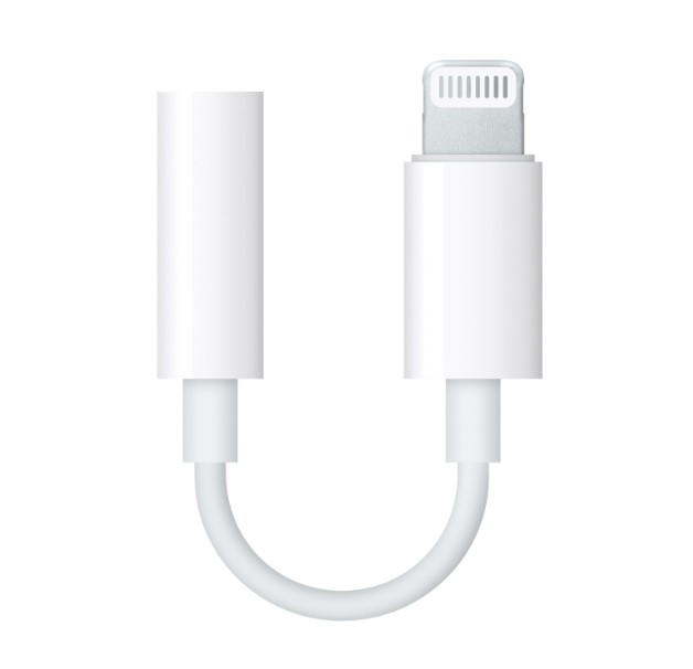 Apple MMX62ZM, adaptador Lightning a toma de auricular 3,5mm, color blanco