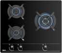 Teka GBC 63010 KBN, placa de gas natural, 3 quemadores, 60cm, vidrio negro