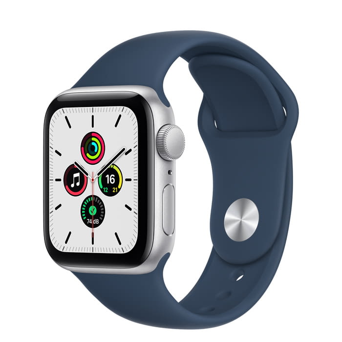 Apple Watch SE, 40mm, reloj inteligente, llamadas BT, monitor de frecuencia cardiaca, Plata/Azul