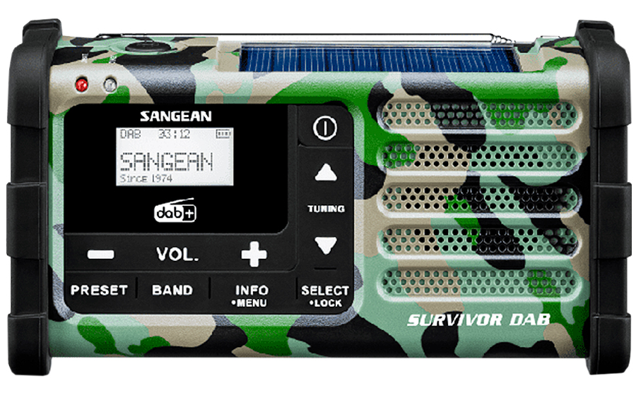 Sangean MMR-88 DAB-C, Radio de emergencia con manivela y carga solar, DAB+ / FM, Camuflaje