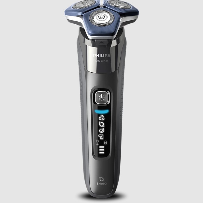 Philips S7887, afeitadora eléctrica en seco y mojado, series 7000, SkinIQ, gris y azul