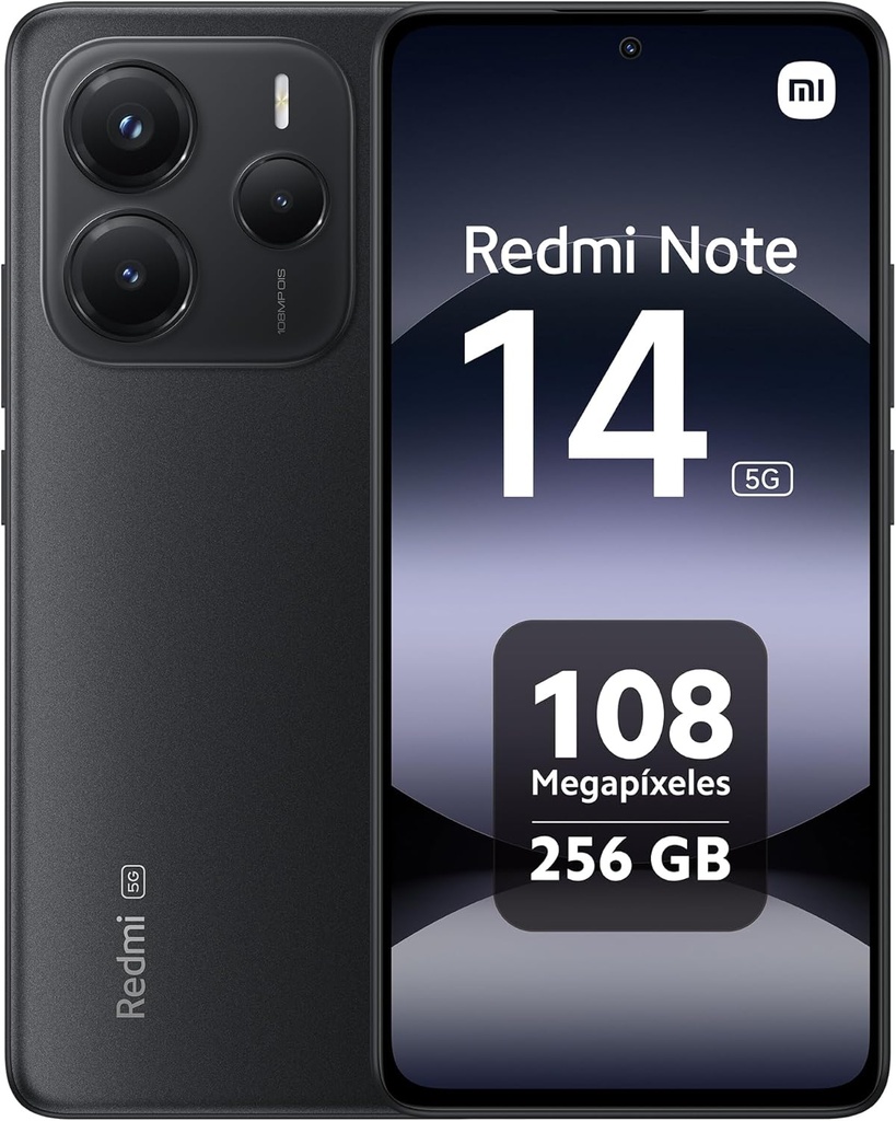 Teléfono Xiaomi REDMI NOTE 14 5G, Pantalla 6,67" AMOLED, Procesador Mediatek 7025 Ultra, Cámara 108mpx, Memoria Ram 8GB, Memoria Interna 256GB