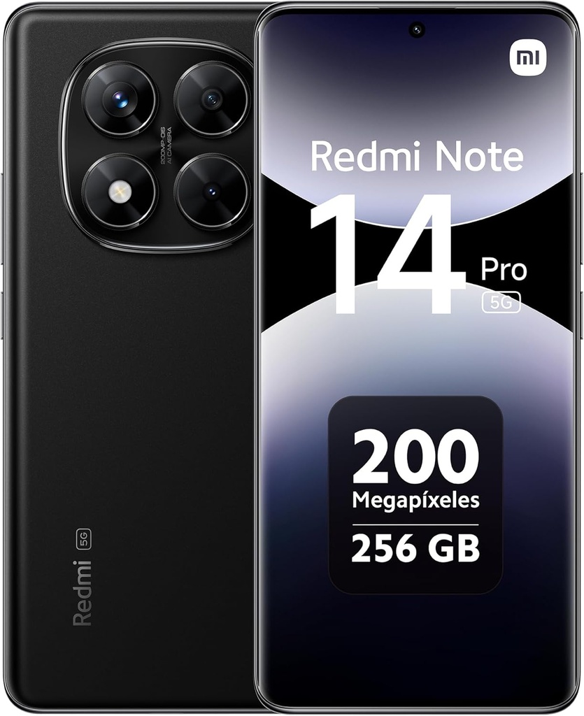 Teléfono Xiaomi REDMI NOTE 14 PRO 5G, Pantalla 6,67" AMOLED, Procesador Mediatek 7300 Ultra, Cámara 200mpx, Memoria RAM 8GB, Memoria Interna 256GB