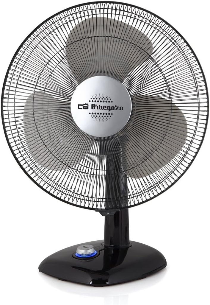 Orbegozo TF 0124, ventilador de mesa, 25W, 2 velocidades, oscilante, negro