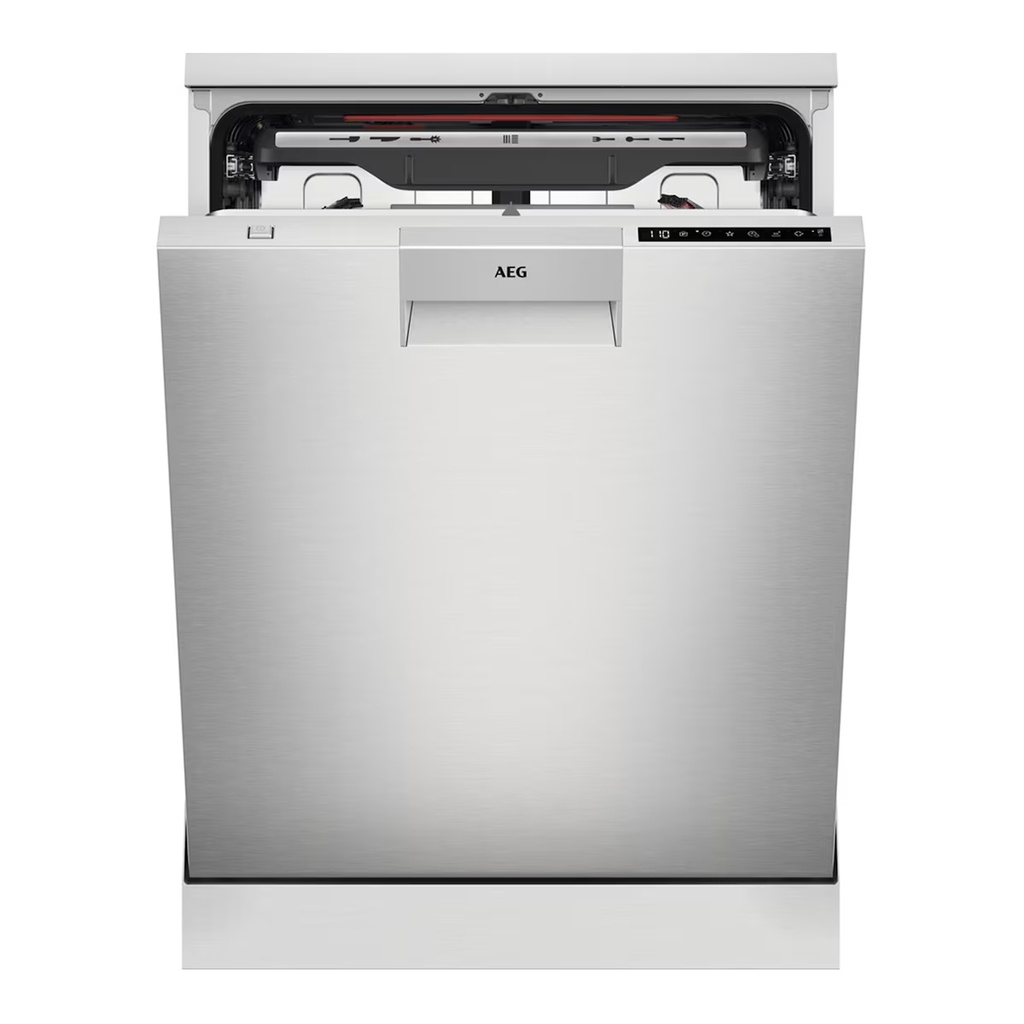 AEG FFB76717PM, Lavavajillas - 14 servicios, 9 programas, 60 cm, Tercera bandeja, programa ExtraHygiene, Inox