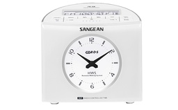 [SRCR9W] Sangean RCR-9, Radio despertador digital FM/AM, 18 memorias (9 FM y AM), Pantalla LCD de intensidad ajustable, Cable de antena FM externa