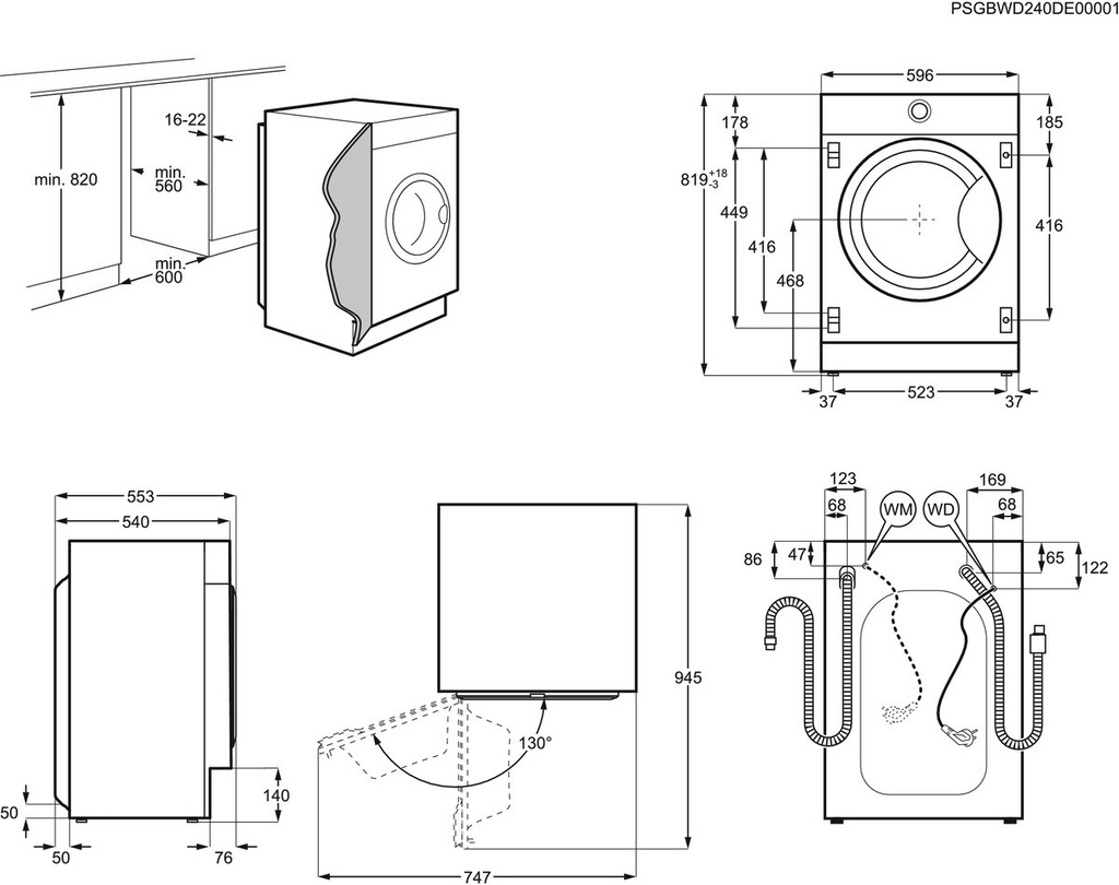 AEG LFN8E8436C, lavadora integrable, 8 kg, 1.400rpm, motor inverter, serie 8000, clase A