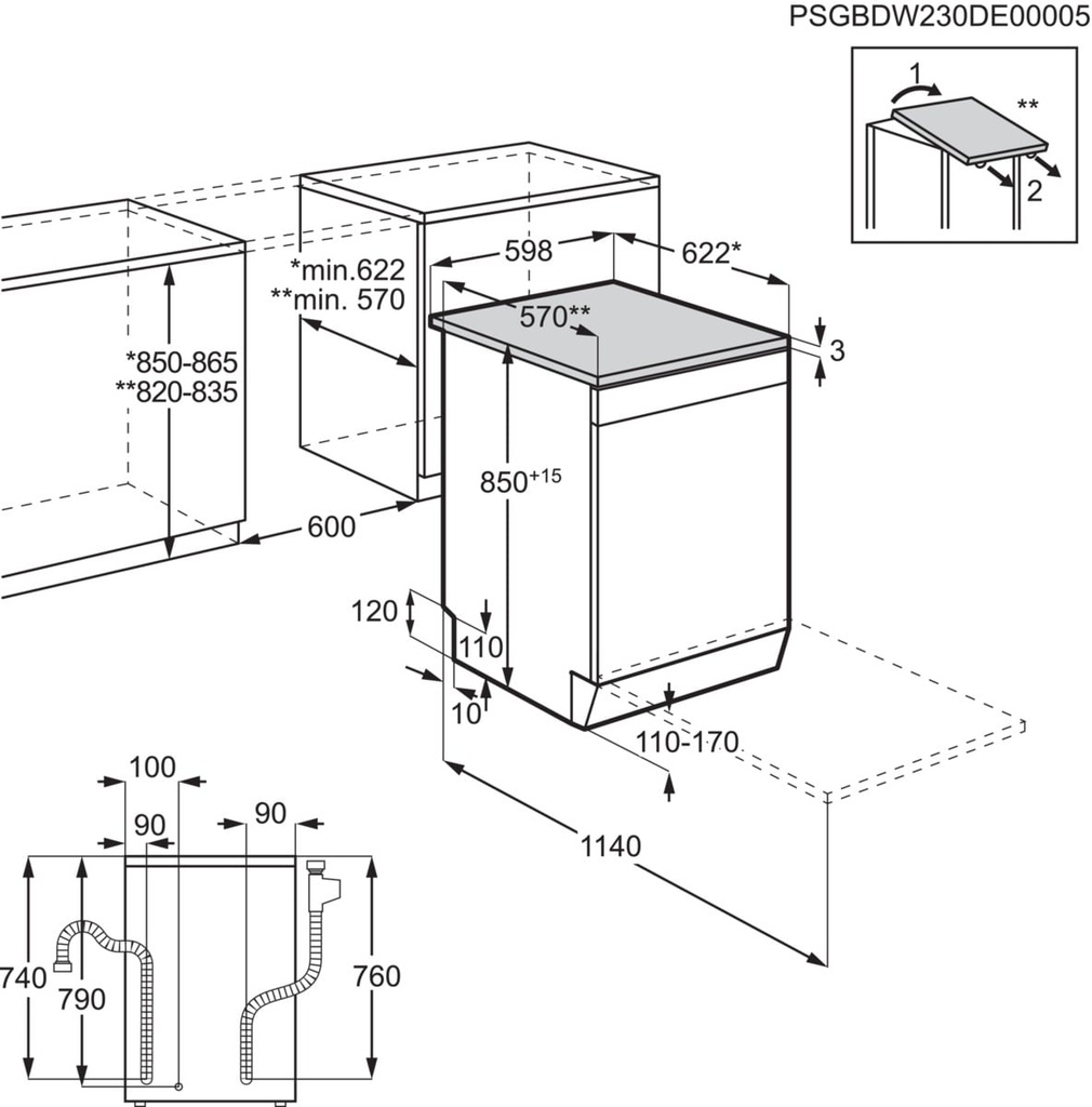AEG FFB33607ZW, lavavajillas de 60cm, serie 3000, AirDry, para 13 cubiertos, blanco, clase D
