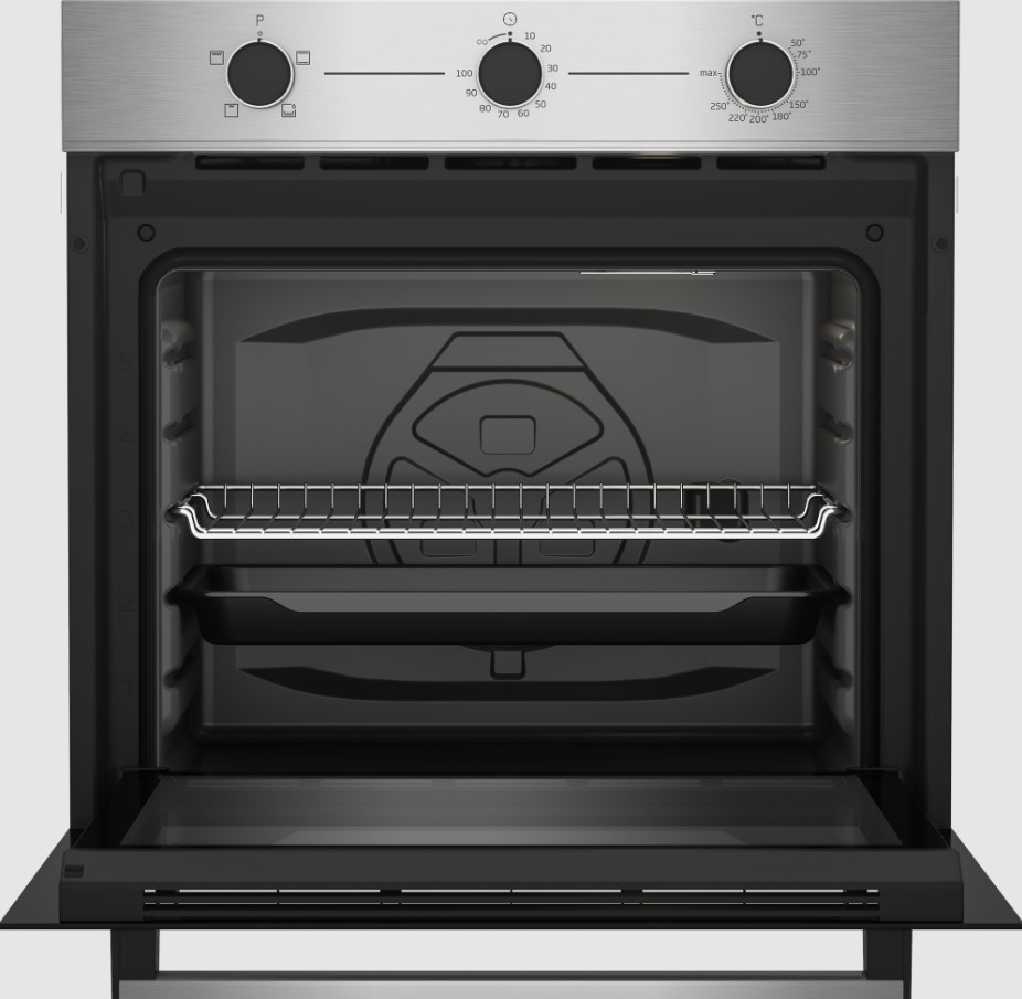 Beko BBIC12100XD, horno convencional, limpieza por hidrólisis, acero inoxidable, clase A