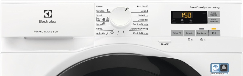 Electrolux EW6F5943FB, lavadora de libre instalación, serie 600, SensiCare, 9.0 kg, 1400 rpm, blanco, clase A