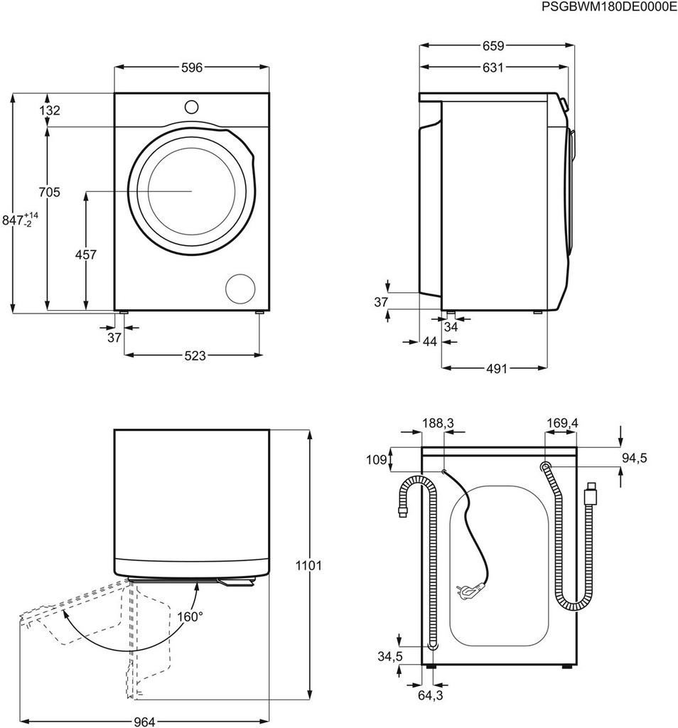Electrolux EW6F5943FB, lavadora de libre instalación, serie 600, SensiCare, 9.0 kg, 1400 rpm, blanco, clase A