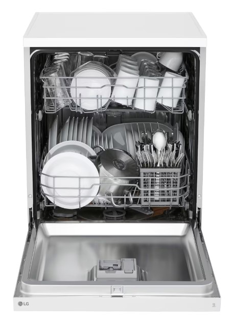 LG DF141FW, lavavajillas 60 centímetros, 14L, con función QuadWash Direct Drive, blanco, clase D